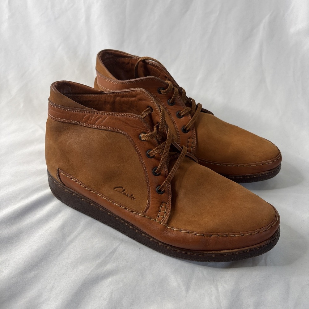 Clark's Nature 3 Men's 10.5M Mahogany Leather Rubber Sole Mid Boot 31869 Comfort